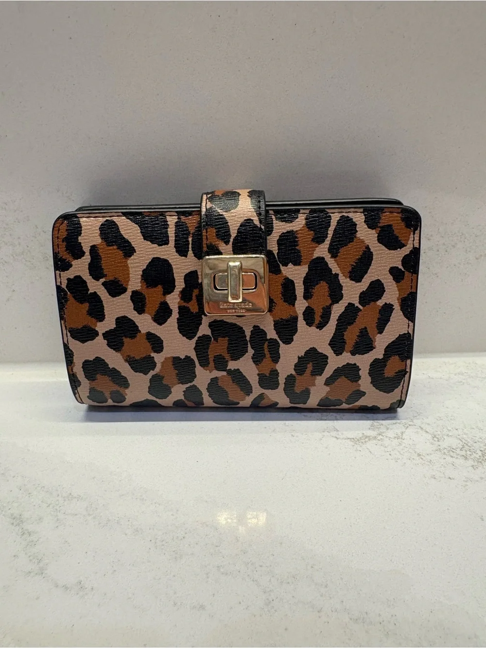 Kate Spade Leopard Print Cosmetic Pouch and Wallet in Brown & Black(Set)